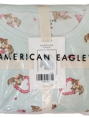 AMERICAN EAGLE Pajama Set Women Luxe Plush Kitten NWT